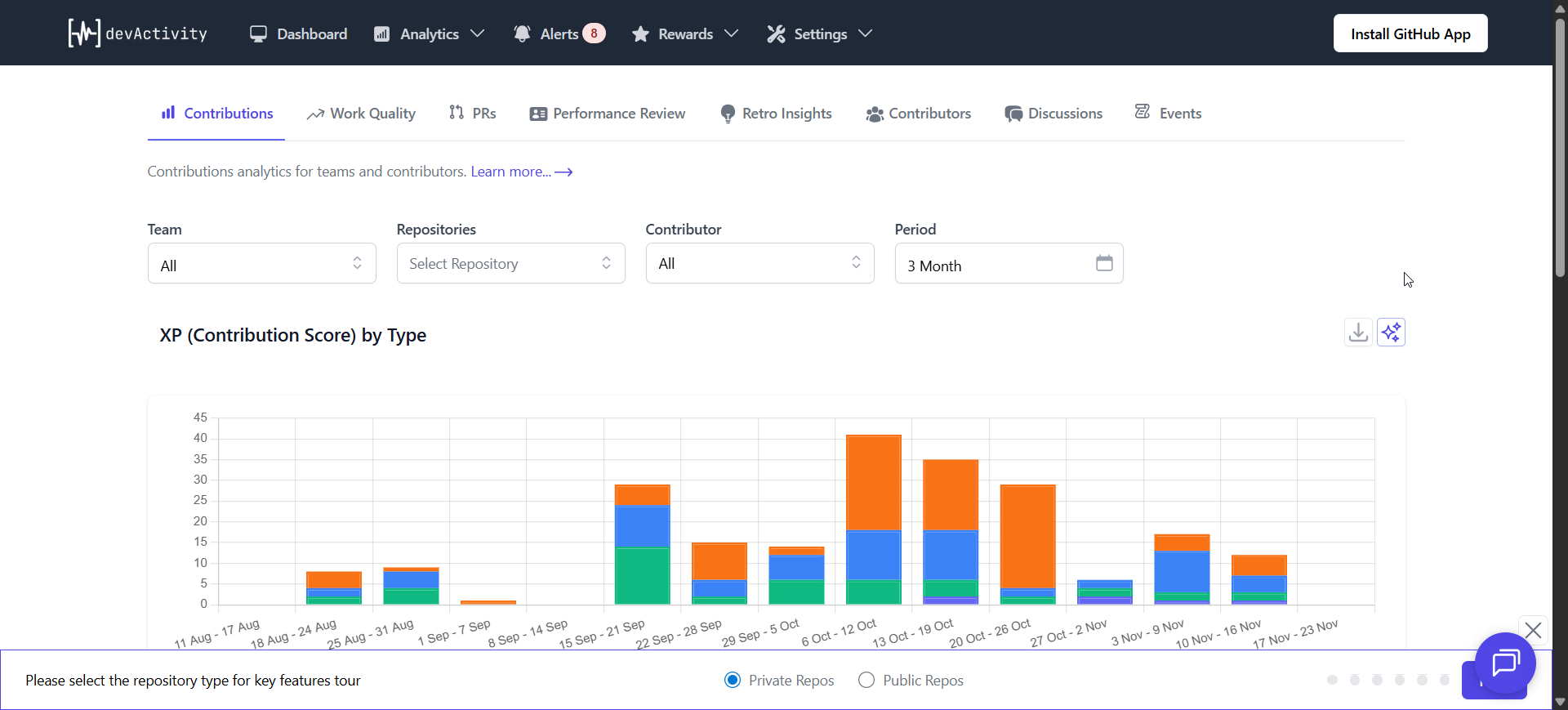 devActivity screenshot